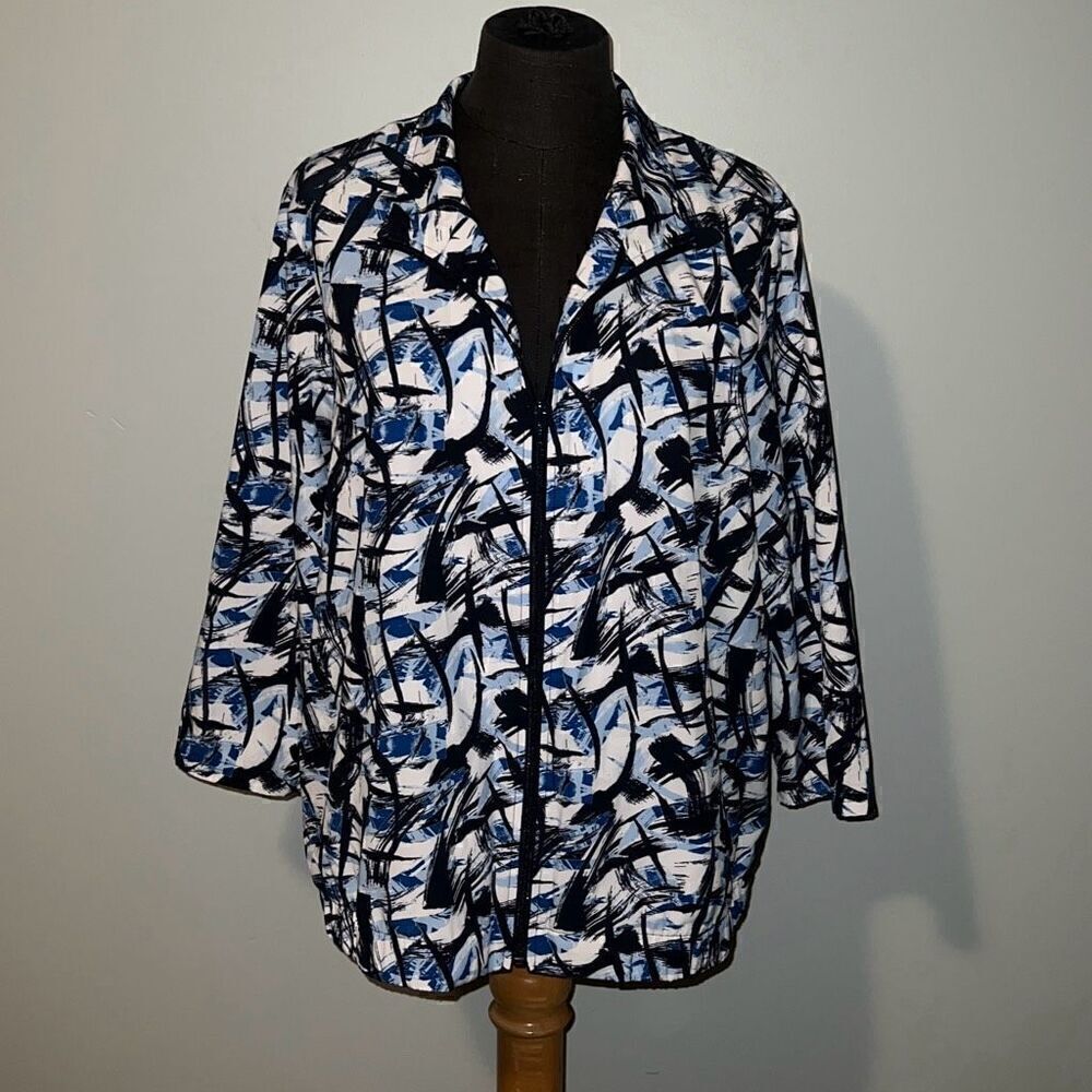 Christopher & Banks Womens Multicolor Abstract Full Zip Jacket